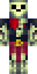 Skeleton Minecraft skin: a skeleton pirate with a red bandana (front view, option 2)