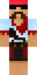 Steve Minecraft skin: pirate steve with a red bandana and an eye patch (front view, option 2)