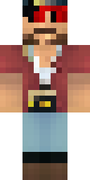 Steve Minecraft skin: pirate steve with a red bandana and an eye patch (front view, option 3)