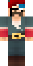 Steve Minecraft skin: pirate steve with a red bandana and an eye patch (front view, option 4)