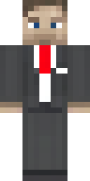 Steve Minecraft skin: steve in a black suit with a red tie (front view, option 1)