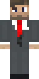 Steve Minecraft skin: steve in a black suit with a red tie (front view, option 2)