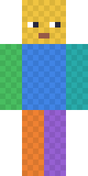 Colour-coded template, classic arms: front view of the Minecraft skin template