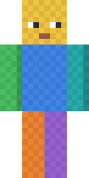Colour-coded template, slim arms: front view of the Minecraft skin template