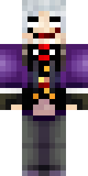 Vampire Minecraft skin: a vampire count with a purple vest and white hair (front view, option 1)