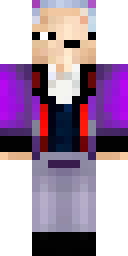 Vampire Minecraft skin: a vampire count with a purple vest and white hair (front view, option 2)