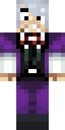 Vampire Minecraft skin: a vampire count with a purple vest and white hair (front view, option 3)