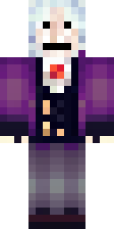 Vampire Minecraft skin: a vampire count with a purple vest and white hair (front view, option 4)