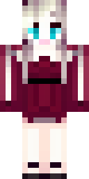 Vampire Minecraft skin: a vampire girl in a dark red dress with pale skin (front view, option 2)