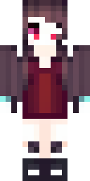 Vampire Minecraft skin: a vampire girl in a dark red dress with pale skin (front view, option 3)