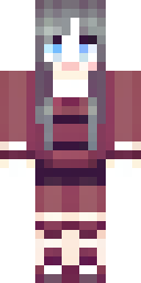 Vampire Minecraft skin: a vampire girl in a dark red dress with pale skin (front view, option 4)