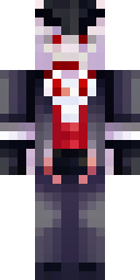 Vampire Minecraft skin: a vampire in a black cape with a red collar (front view, option 4)