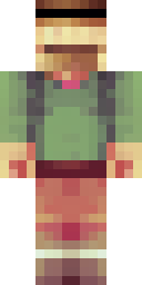 Villager Minecraft skin: a farmer villager with a big nose and a straw hat (front view, option 2)