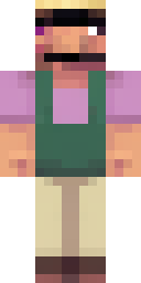 Villager Minecraft skin: a farmer villager with a big nose and a straw hat (front view, option 3)
