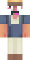 Villager Minecraft skin: a farmer villager with a big nose and a straw hat (front view, option 4)