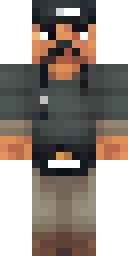 Villager Minecraft skin: an armorer villager with a black apron and an eye patch (front view, option 2)