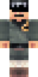 Villager Minecraft skin: an armorer villager with a black apron and an eye patch (front view, option 3)