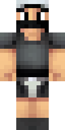 Villager Minecraft skin: an armorer villager with a black apron and an eye patch (front view, option 4)