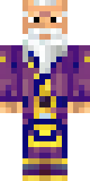 Wizard Minecraft skin: an old wizard with a long white beard and a blue robe (front view, option 2)