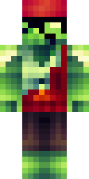 Zombie Minecraft skin: a zombie pirate with a red bandana (front view, option 3)