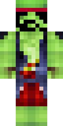 Zombie Minecraft skin: a zombie pirate with a red bandana (front view, option 4)